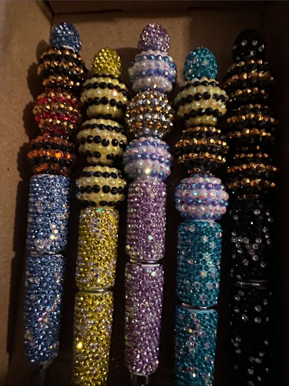 Crystal and Rainbow Bead Glam Ballpoint Pen - Multicolor